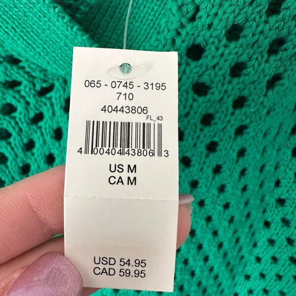 Aerie Open Knit Polo Sweater Green Size M NWT - Picture 2 of 5